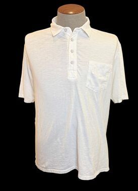 Johnnie-O Coastal Wash Original Polo For Men 4-Button White Large Coastal Preppy